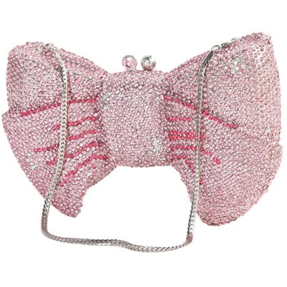 Pink Bow Crystal Clutch
